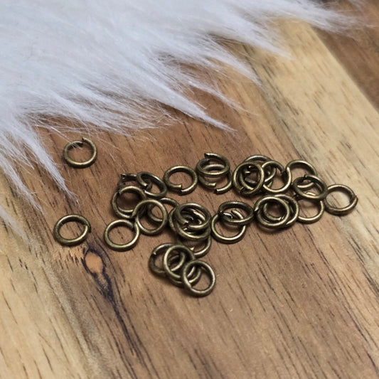 30 Ringel Biegeringe offen - antik bronzefarbig 4,4 x 0,75 mm