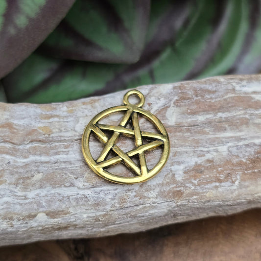 3 Pentagramm-Anhänger (20mm) antik gold für Wicca, Pagan & DIY Schmuck. Spirituelle Bedeutung & Vintage-Optik für deine kreativen Projekte!