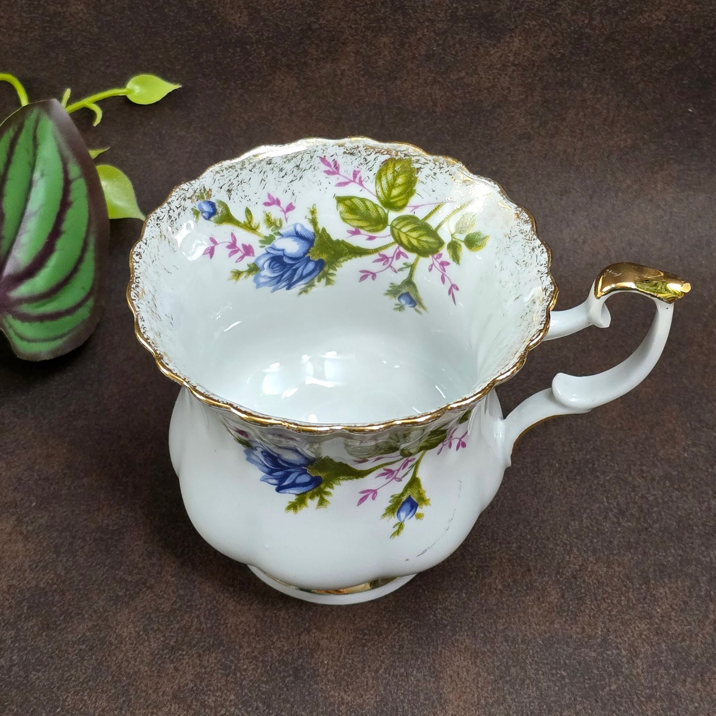 Vintage 3-tlg. Gedeck PJ Chodziez 1960er, Blaue Rose & Goldrand, Polen