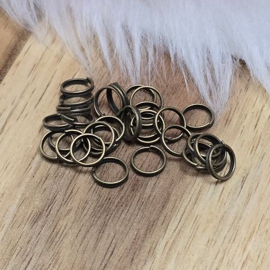 30 Ringel doppelte Binderinge - antik bronzefarbig 6 x 0,5 mm