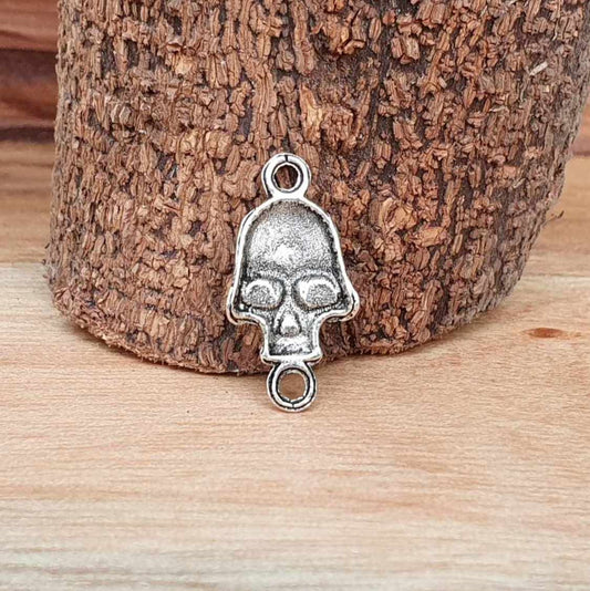 4 Verbinder, Totenkopf, 22mm, antik silberfarbig, Ohrschmuck, Schmuck Basteln