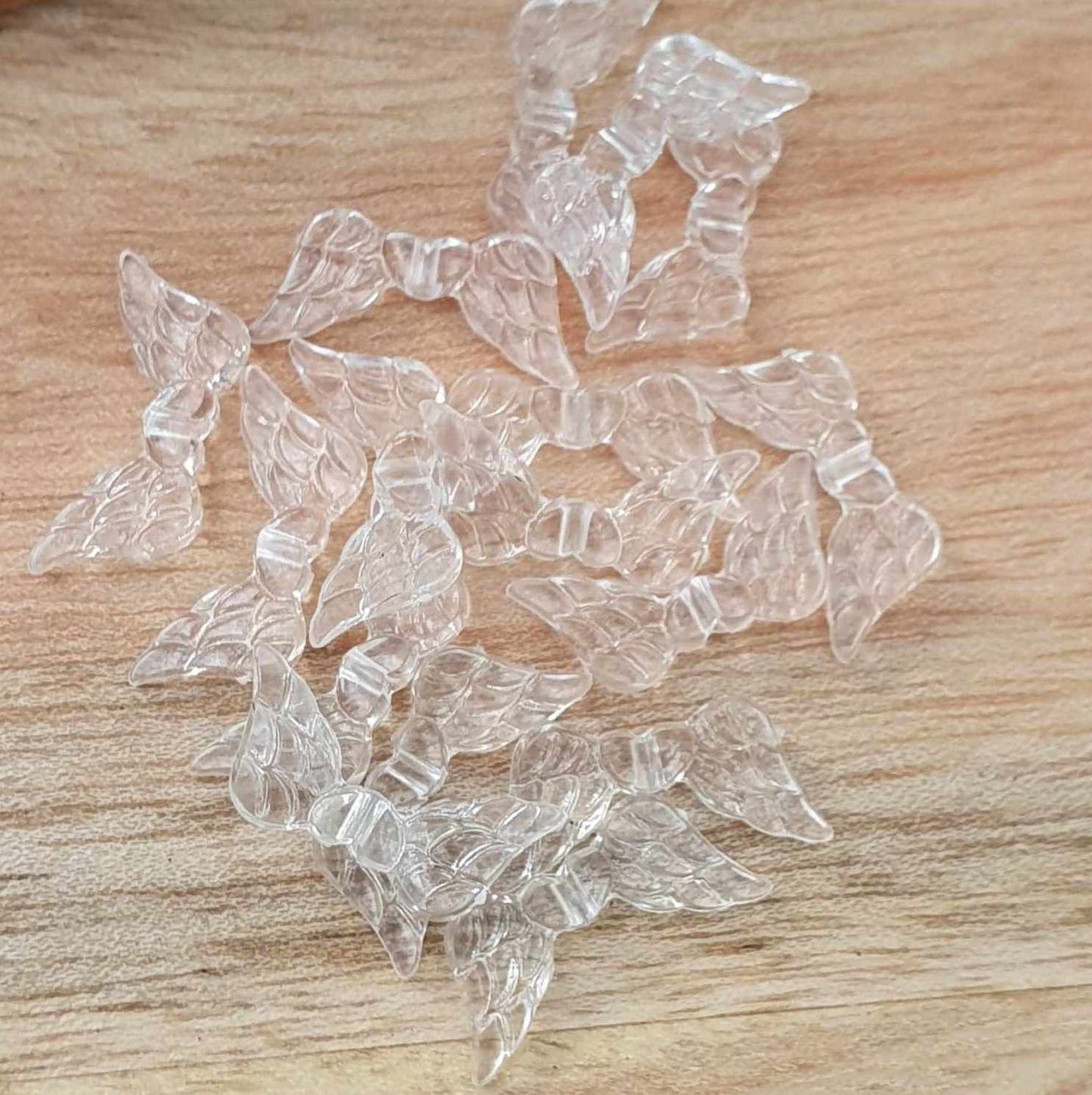 100 Acrylperlen Engelsflügel, Flügelperlen für Perlenengel, 19mm