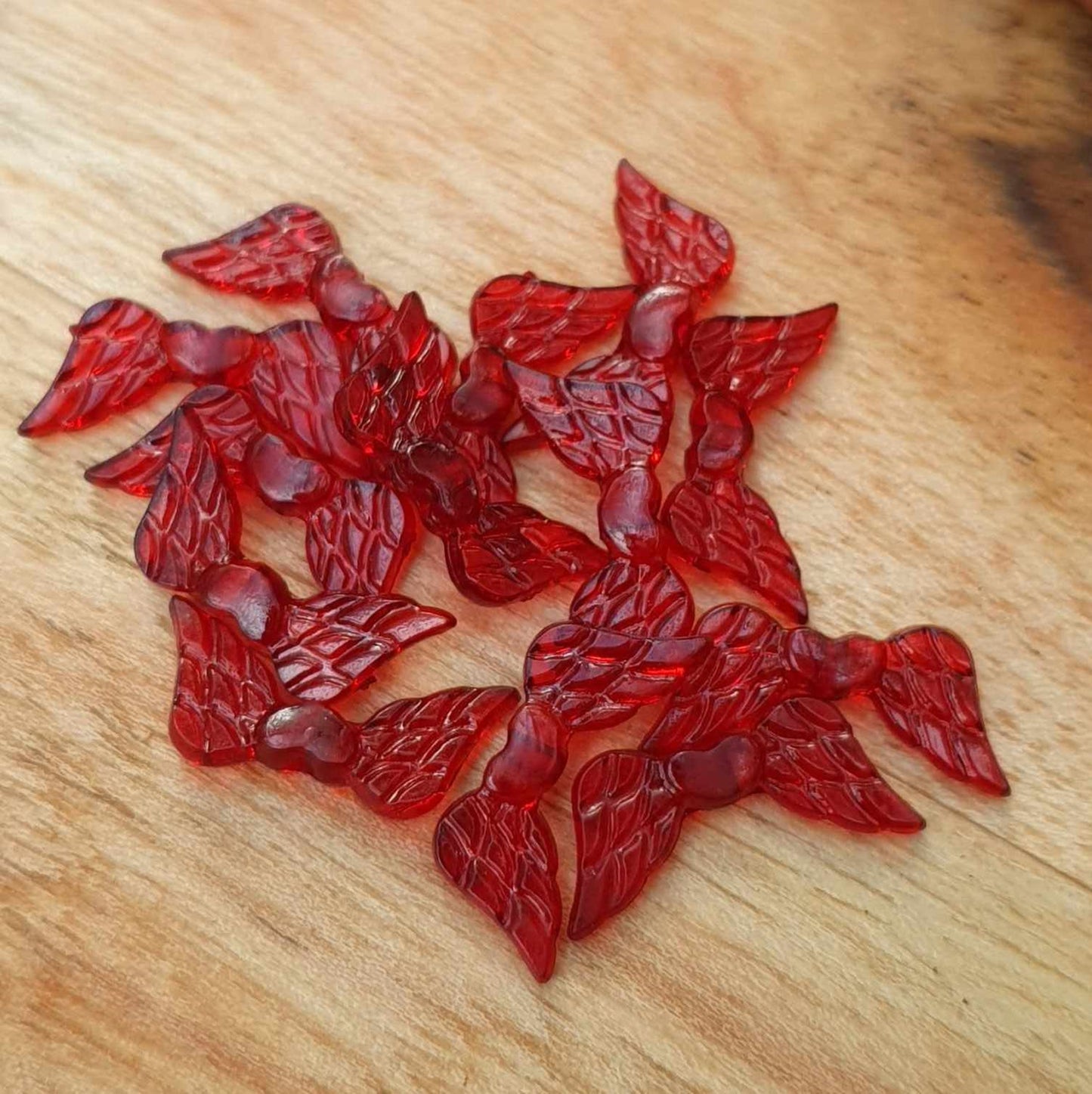100 Acrylperlen Engelsflügel, Flügelperlen für Perlenengel, 19mm