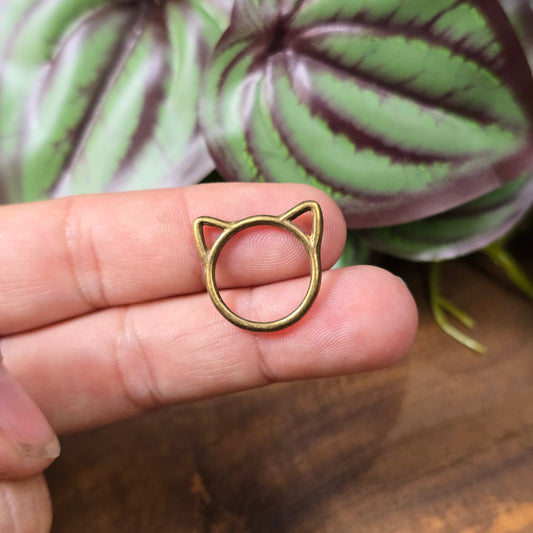 Antik bronzefarbene Verbindungsringe mit Katzenohren, 17mm, 5er-Set für Schmuckdesign und DIY
