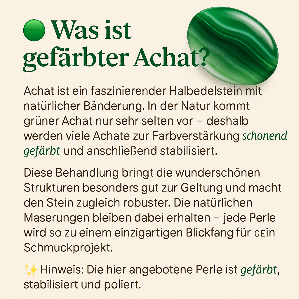 Große Achat Centerperle oval 50x25mm – Grün, Unikat für DIY-Schmuck