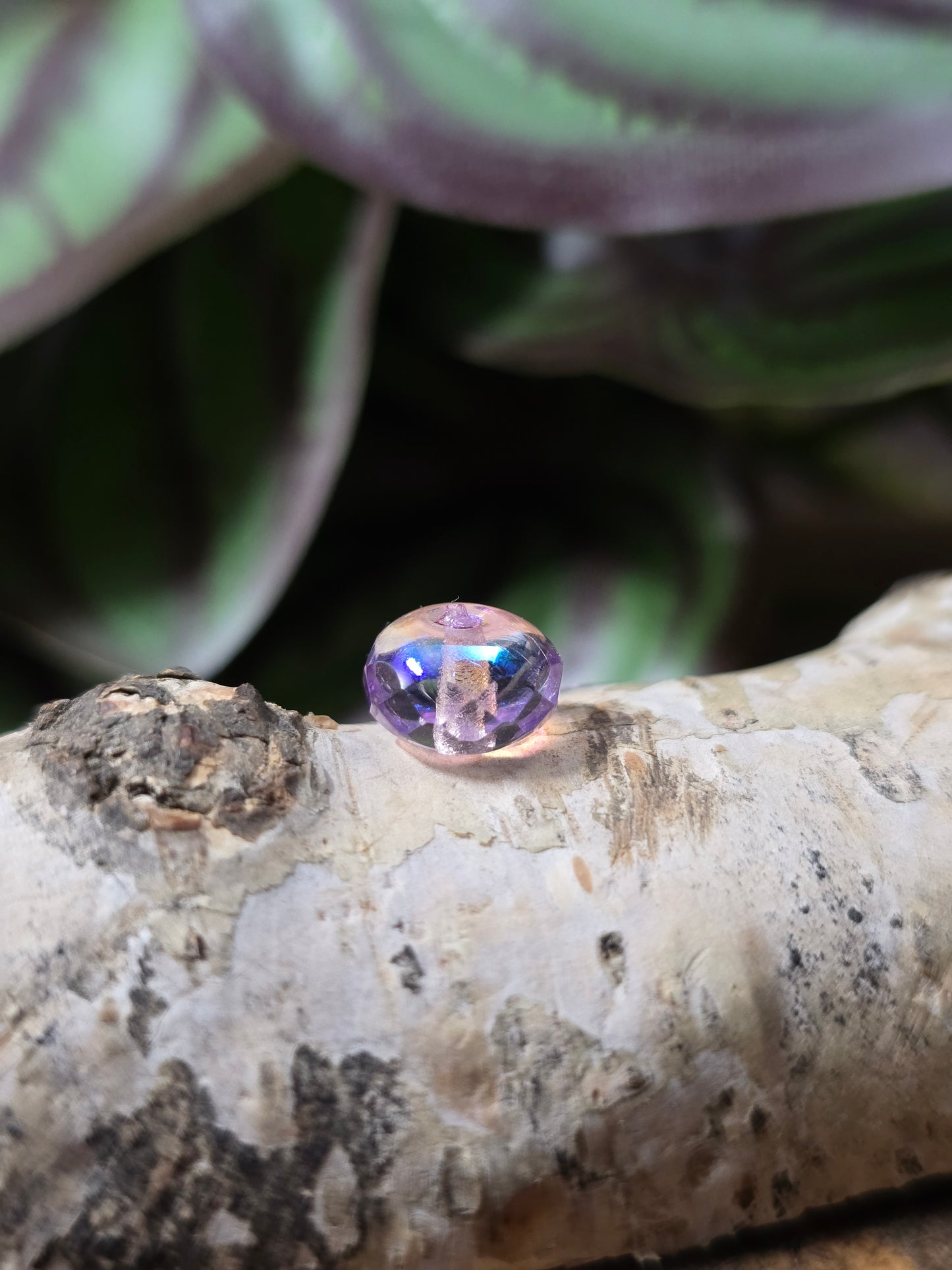 Facettierte böhmische Glasperlen Rondell in Flieder AB, 8x5 mm, 12 Stück. Funkelndes Material für kreative Schmuckherstellung.