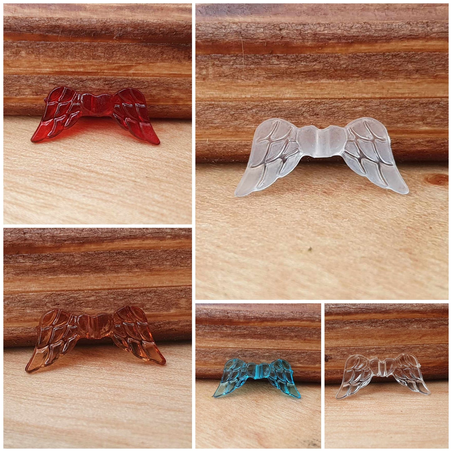 100 Acrylperlen Engelsflügel, Flügelperlen für Perlenengel, 19mm