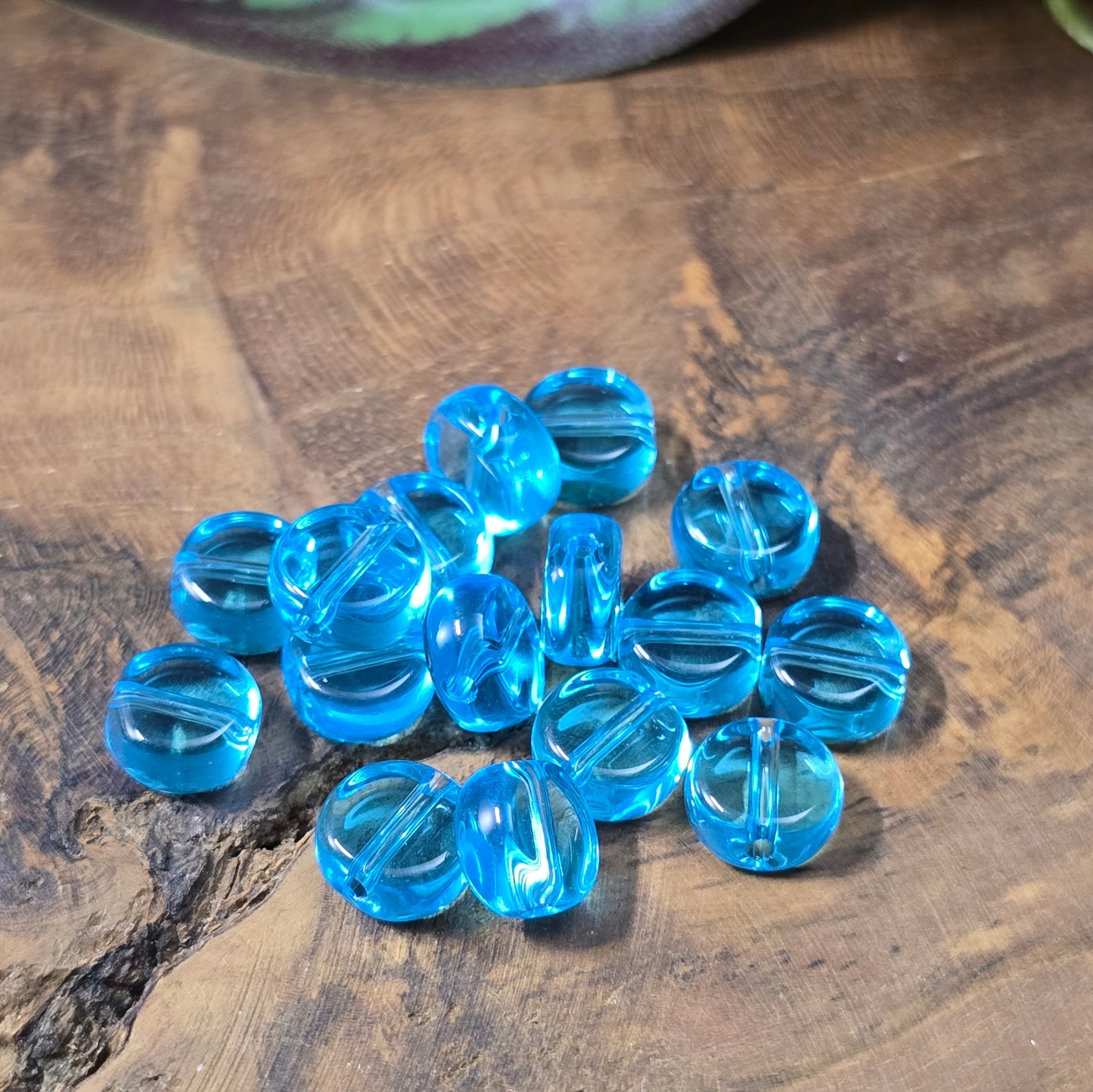 20 glänzende Glasperlen in Linsenform, Ø 8 mm, perfekt für Schmuckherstellung und DIY-Projekte.
