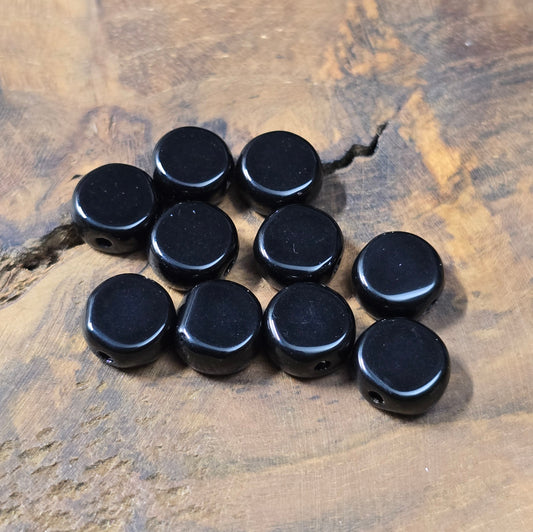 20 glänzende Glasperlen in Linsenform, Ø 8 mm, perfekt für Schmuckherstellung und DIY-Projekte.