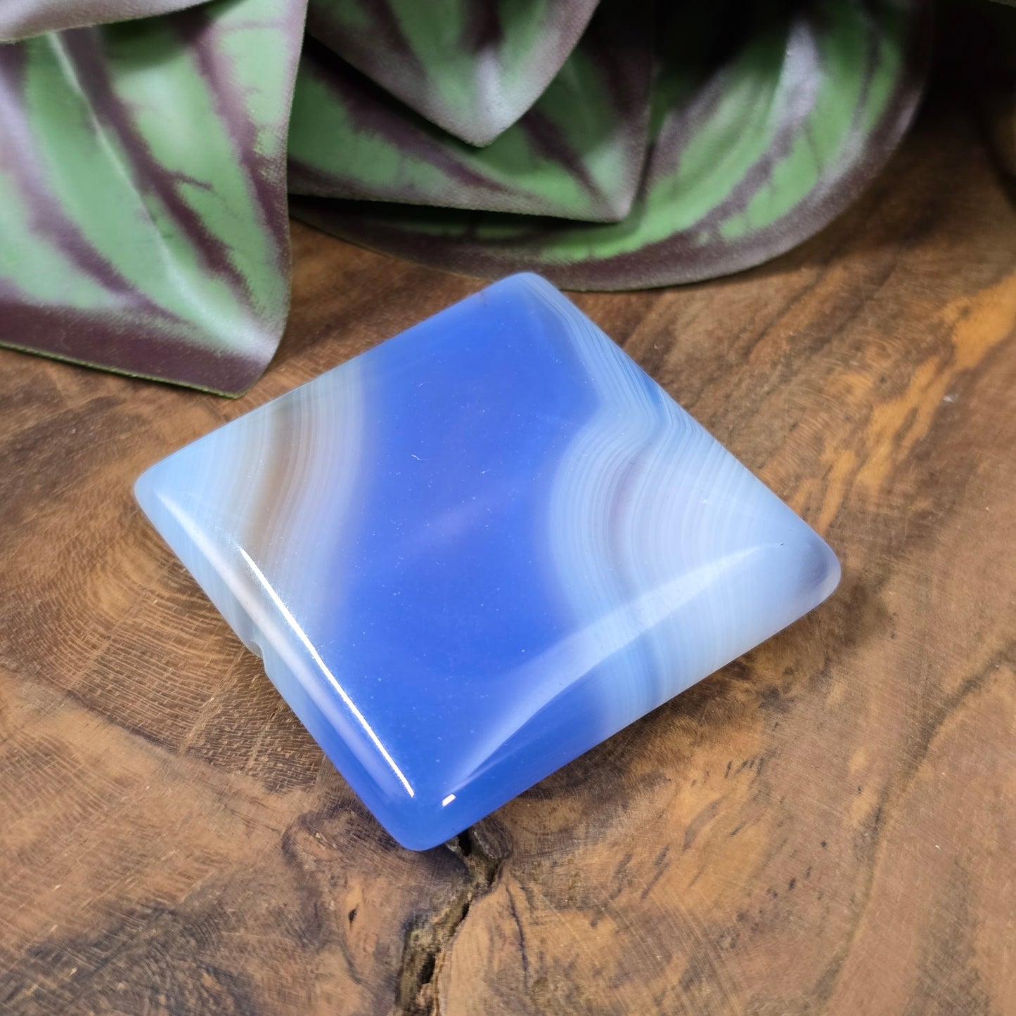 Unikat! Große viereckige Centerperle aus gebändertem Achat, ca. 40 mm – perfekt für auffällige Schmuckdesigns. Du erhältst genau das abgebildete Stück.