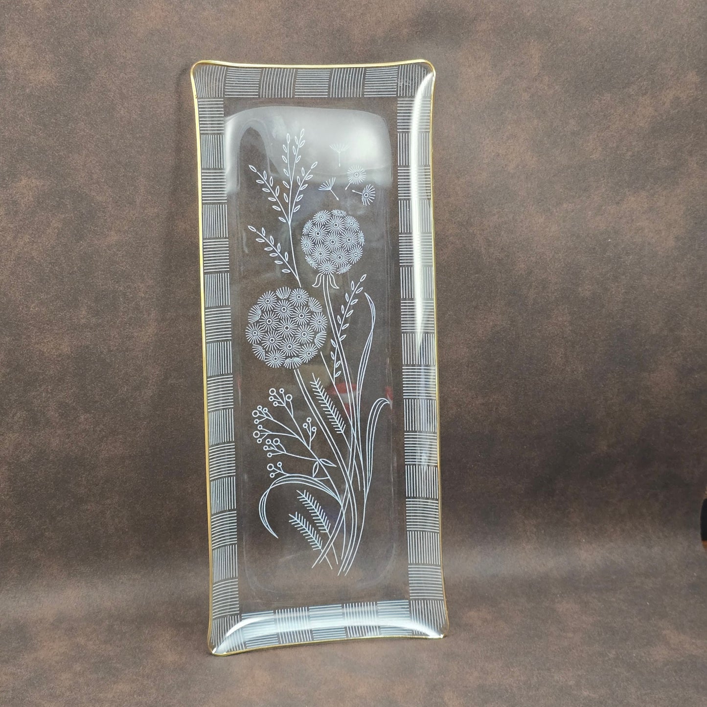 HEYE Glasplatte mit zarten Pusteblumen & Goldrand – stilvolle Vintage-Deko oder Servierplatte für deine Küche.