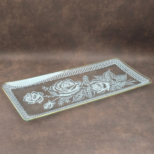 HEYE Glasplatte mit zarten Rosen & Goldrand – dein nostalgisches Vintage-Highlight für Tisch & Deko.