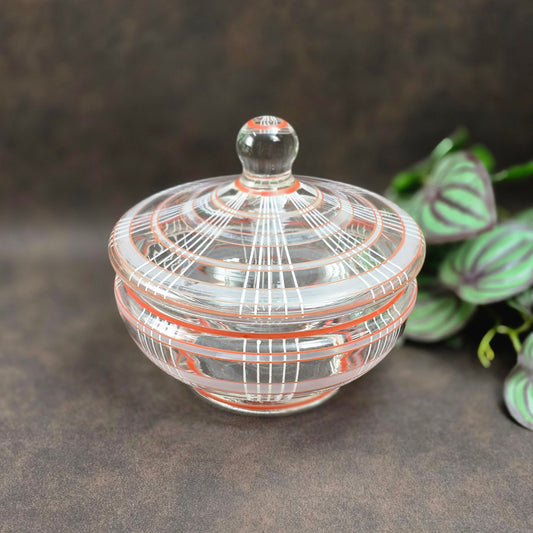 Vintage Glasdose von Haida – böhmisches Glas, stilvolles Original für Aufbewahrung & Deko mit Geschichte.