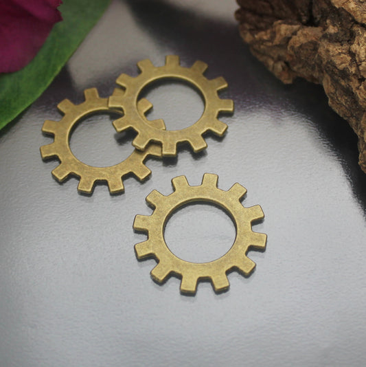 3 Verbinder Gearwheels Zahnräder im Steampunk-Design mit Antikfinish, ø 25mm