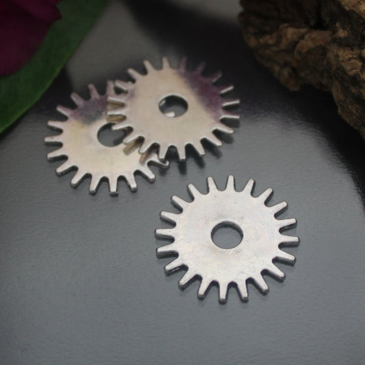 3 Anhänger Gearwheels Zahnrad Scheibe im Steampunk-Design mit Antikfinish, ø 25mm