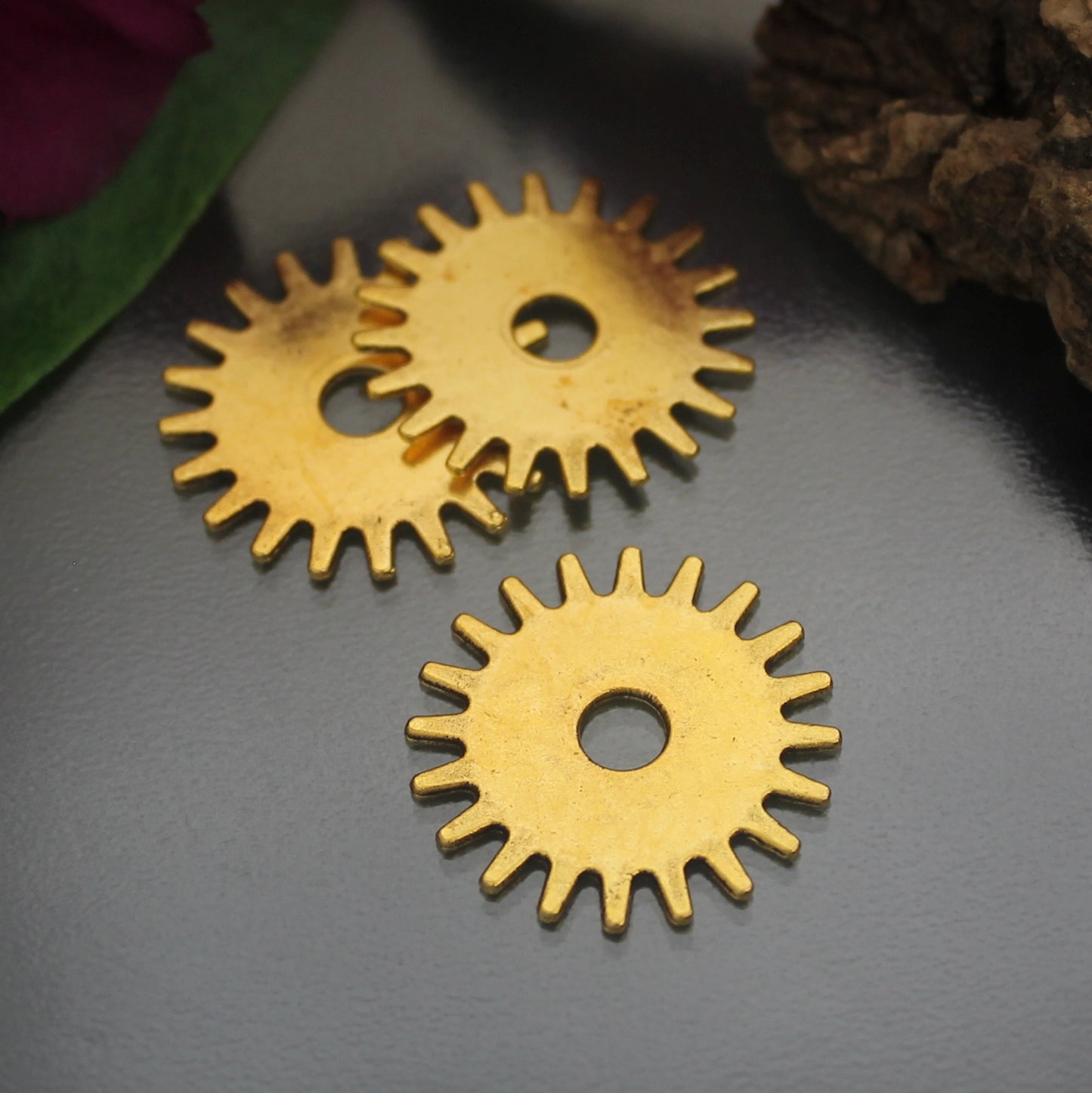 3 Anhänger Gearwheels Zahnrad Scheibe im Steampunk-Design mit Antikfinish, ø 25mm