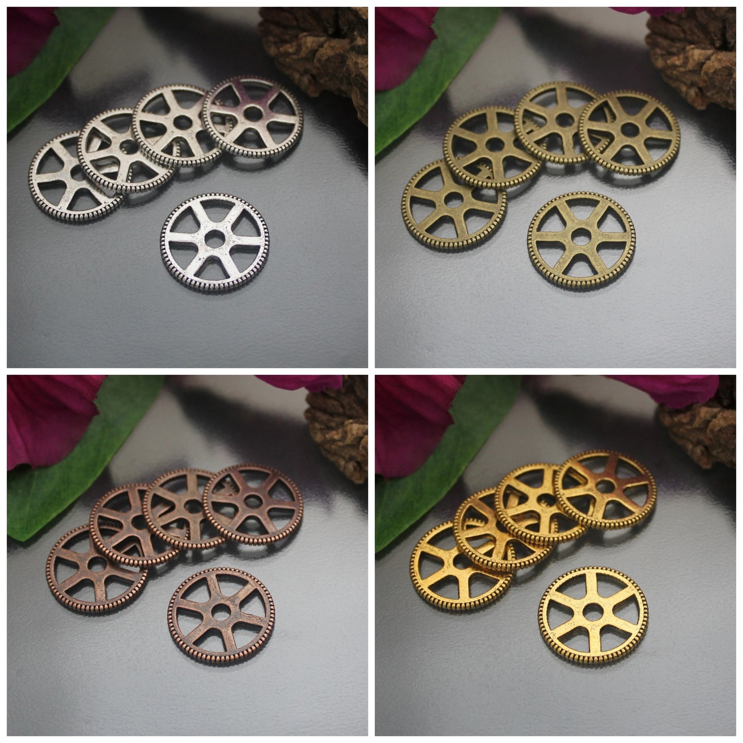 5 Zahnräder, Gearwheels, im Steampunk-Design, ø 20mm, ideal für die Schmuckfertigung