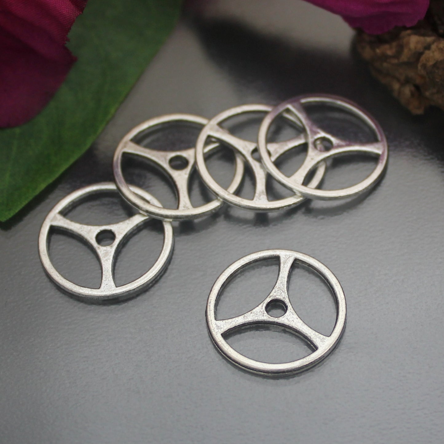 5 Anhänger/Verbinder Propeller im Steampunk-Design mit Antikfinish, ø 19mm