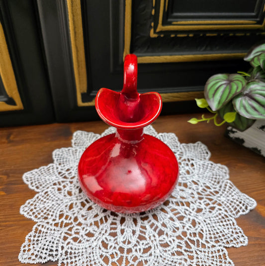 Italienische Henkelvase 60er/70er – rote Mid-Century Keramik