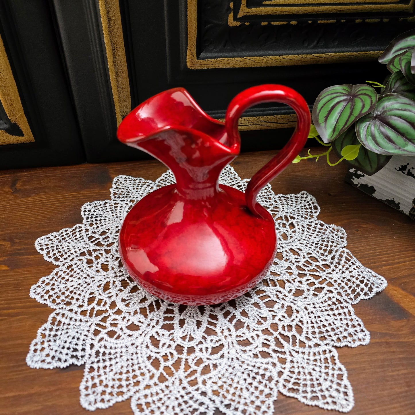 Italienische Henkelvase 60er/70er – rote Mid-Century Keramik