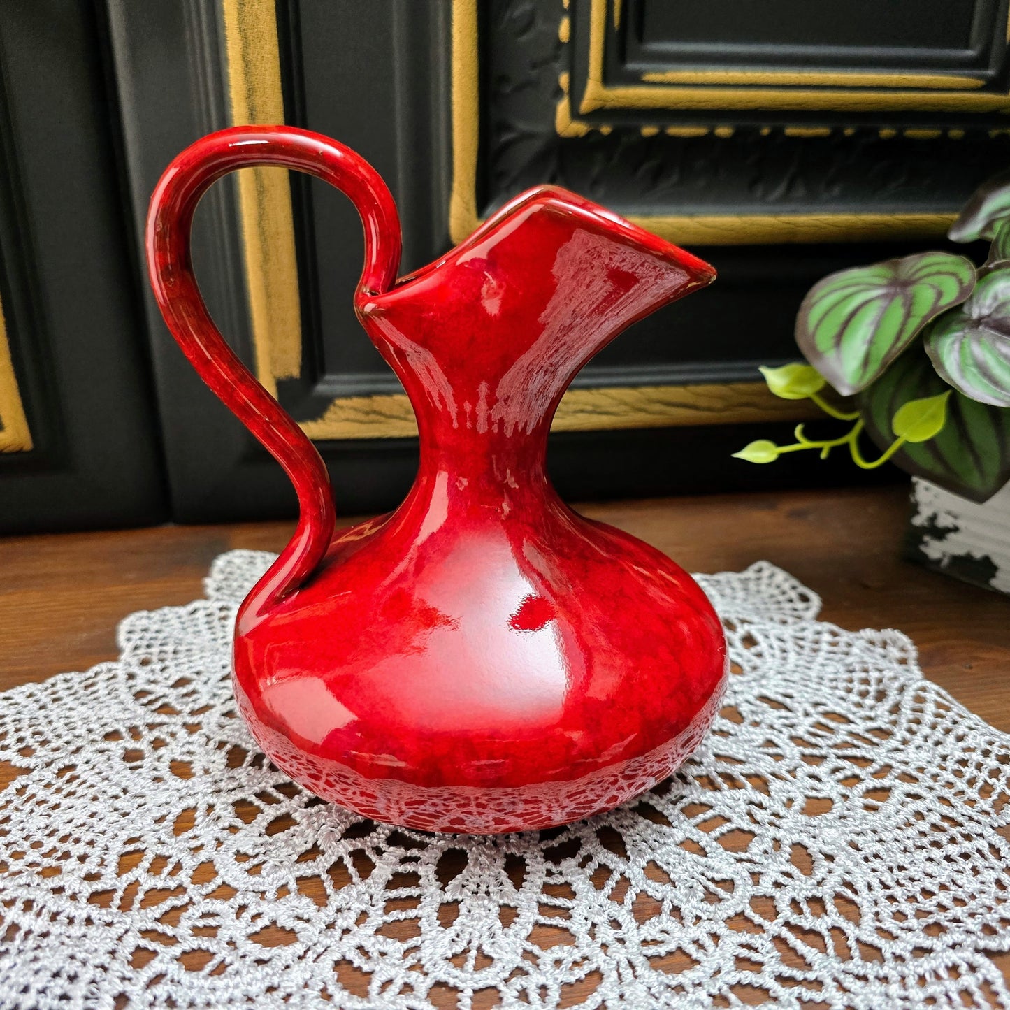 Italienische Henkelvase 60er/70er – rote Mid-Century Keramik