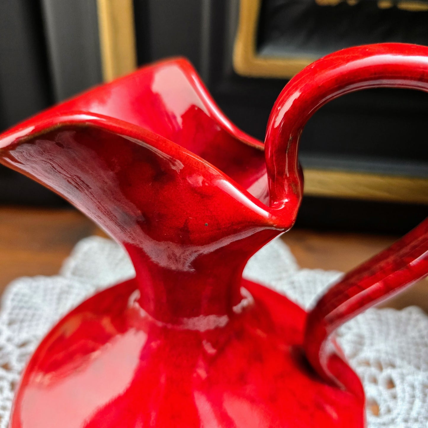 Italienische Henkelvase 60er/70er – rote Mid-Century Keramik