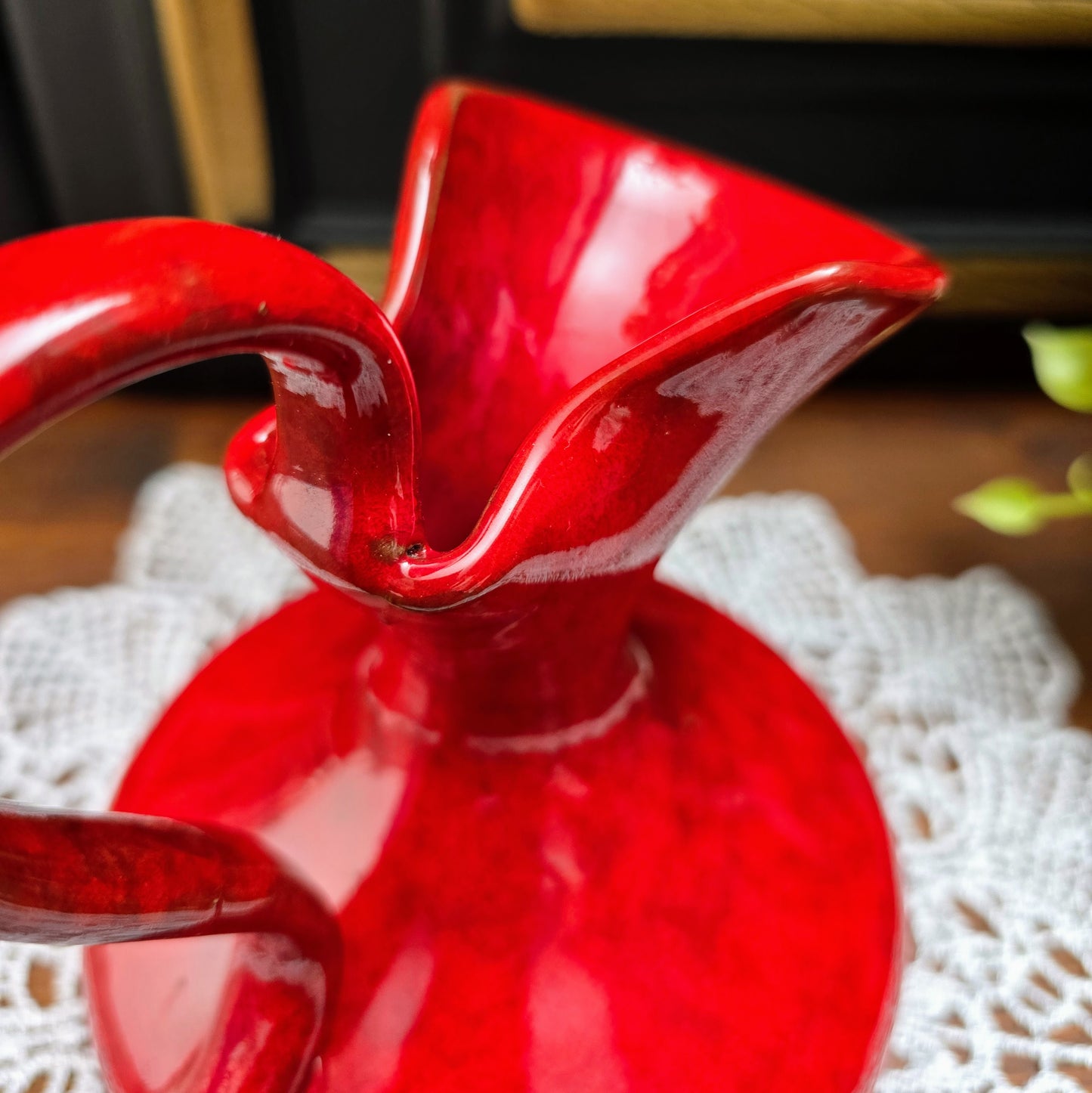Italienische Henkelvase 60er/70er – rote Mid-Century Keramik