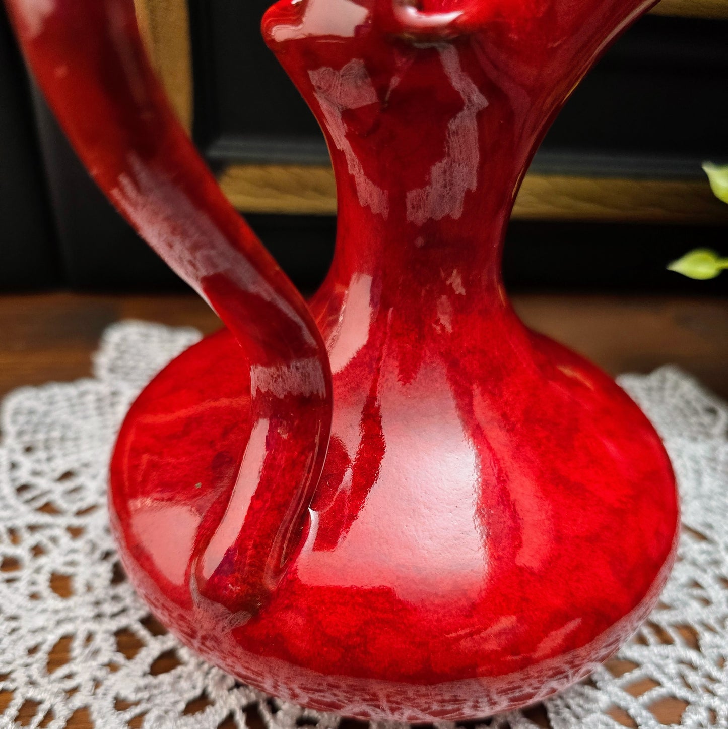 Italienische Henkelvase 60er/70er – rote Mid-Century Keramik