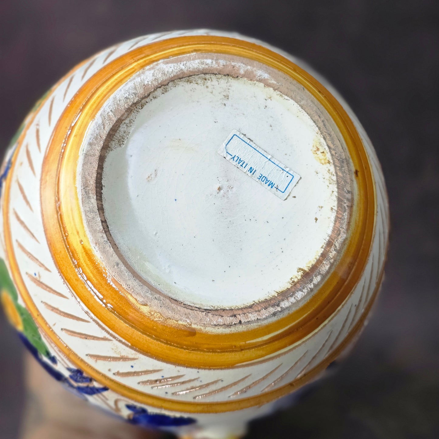 Handbemalter Majolika-Krug aus Italien, bunt floral dekoriert, Vintage 1960/70er, mediterrane Keramik.