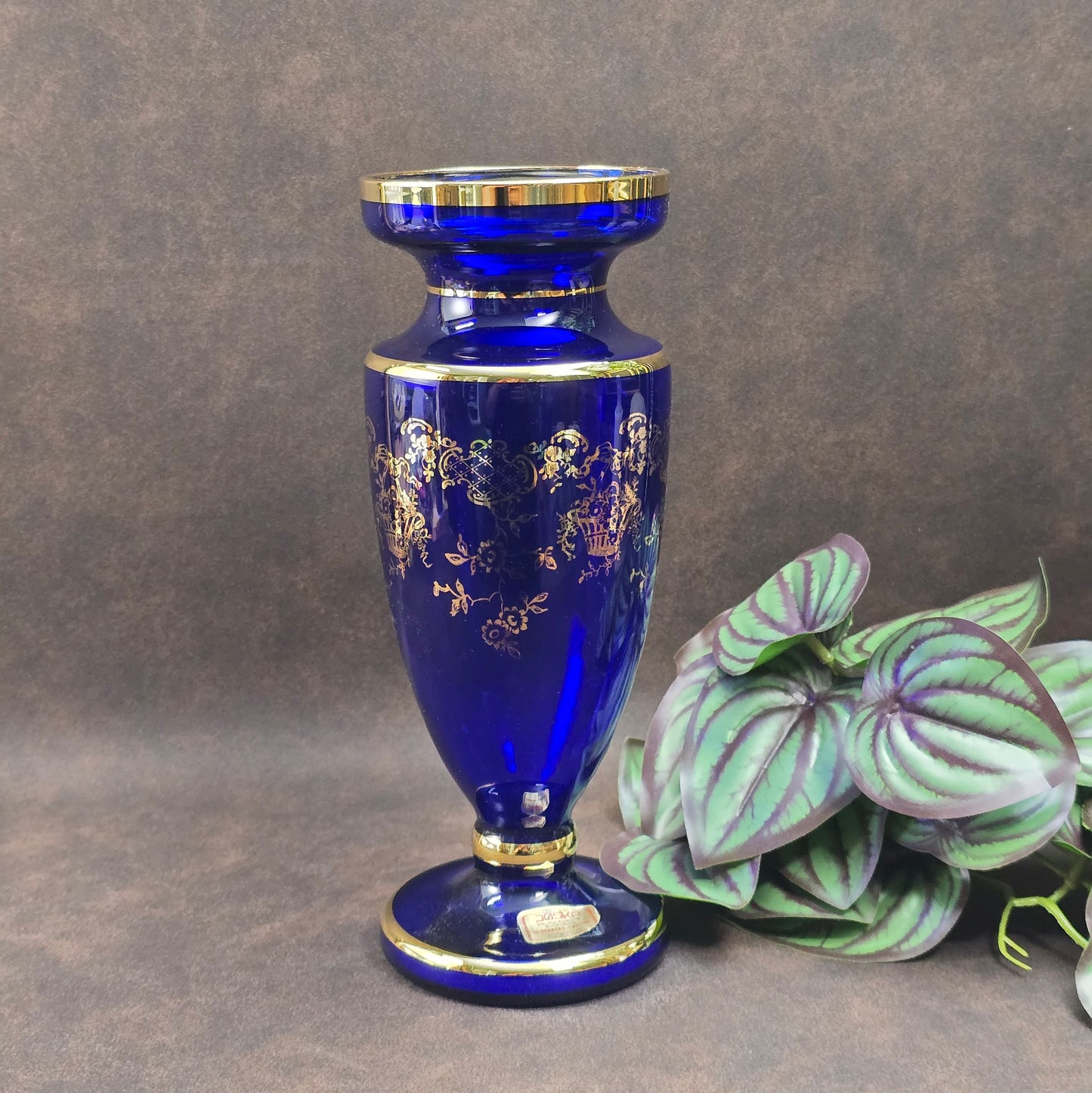 Edle Vintage Kristallvase von Joska im kobaltblauen Art Deco Look – ein stilvolles Highlight für deine Deko.