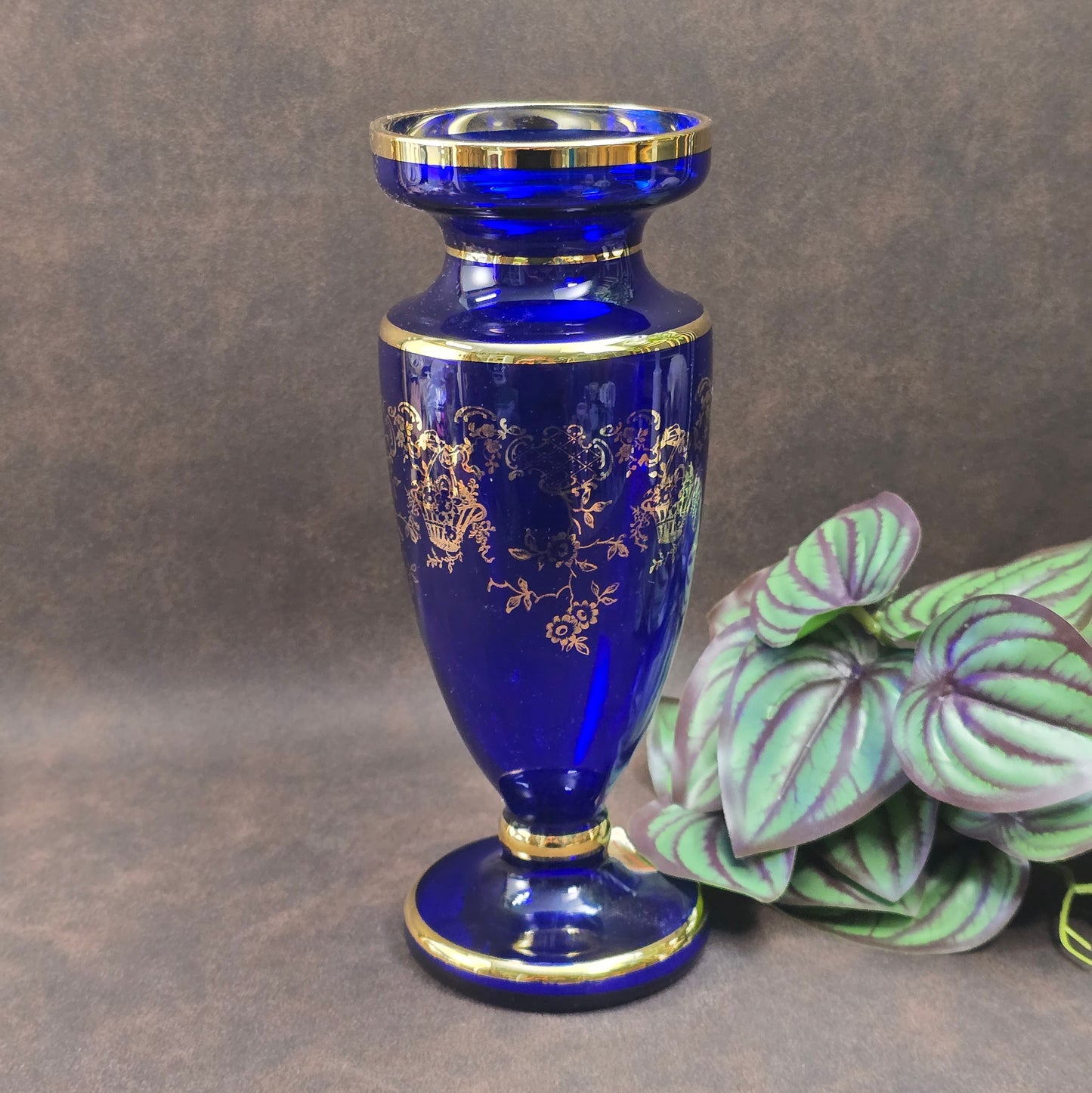 Edle Vintage Kristallvase von Joska im kobaltblauen Art Deco Look – ein stilvolles Highlight für deine Deko.