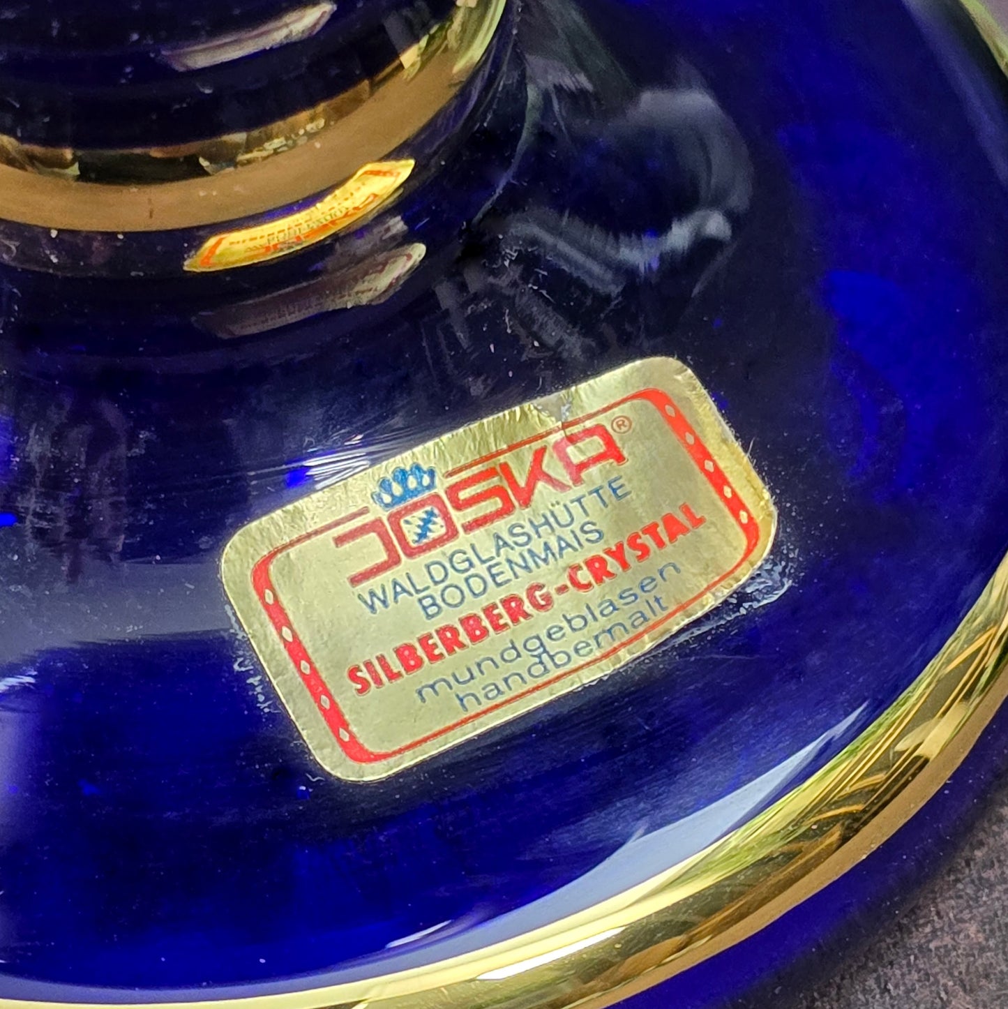 Edle Vintage Kristallvase von Joska im kobaltblauen Art Deco Look – ein stilvolles Highlight für deine Deko.