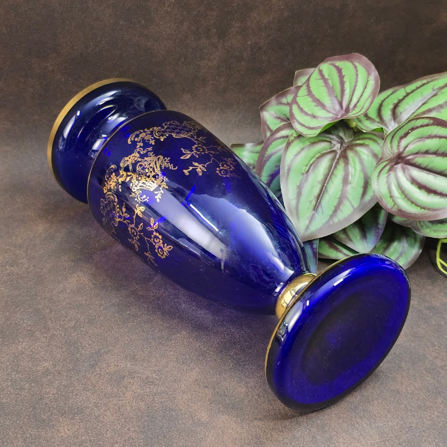Edle Vintage Kristallvase von Joska im kobaltblauen Art Deco Look – ein stilvolles Highlight für deine Deko.