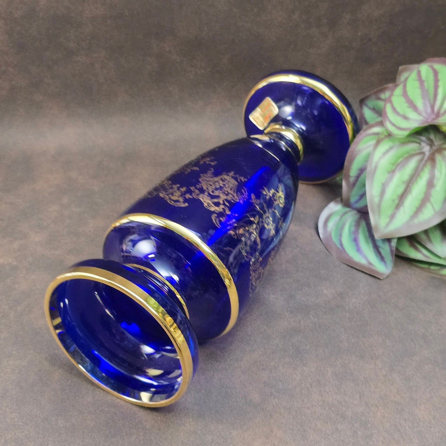 Edle Vintage Kristallvase von Joska im kobaltblauen Art Deco Look – ein stilvolles Highlight für deine Deko.