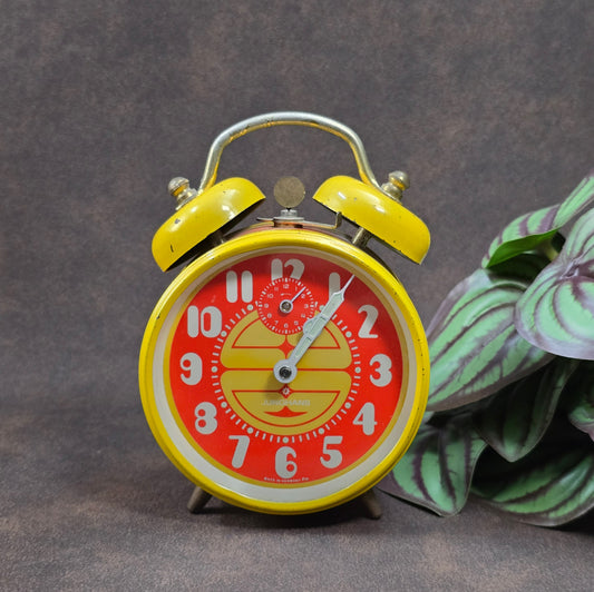 Original Junghans Retro-Wecker 60er, Gelb-Orange, Deko & Bastlerobjekt