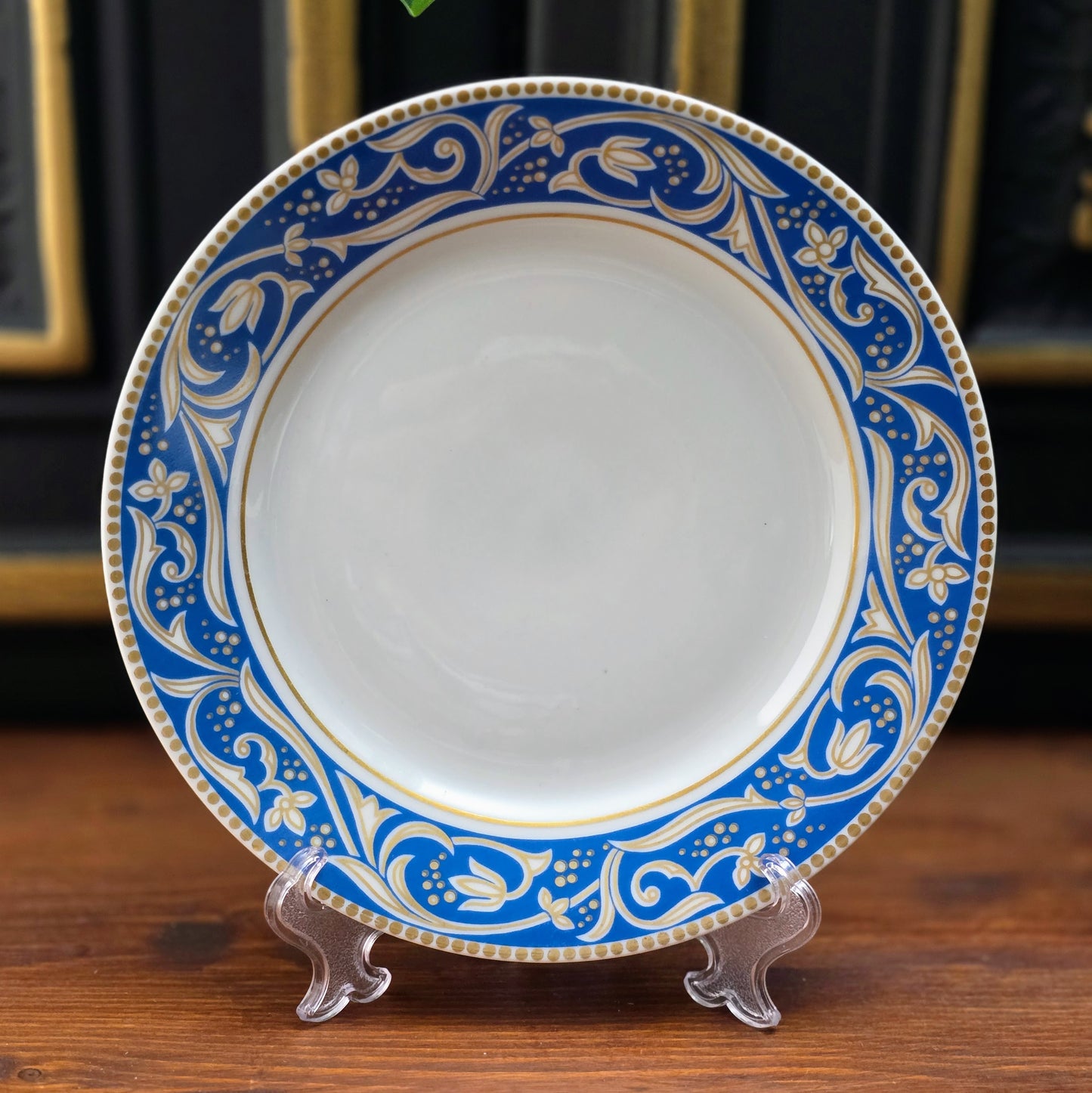 Charmantes 3-teiliges Vintage-Gedeck von Colditz Lettin im Blau-Gold-Dekor – DDR-Original der 1960er/70er.