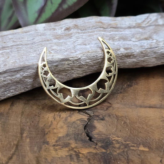 Sichelmond-Anhänger aus vergoldetem Edelstahl – 35 mm, glänzend. Ideal als Verbinder oder Kettenanhänger für Chakra- oder spirituellen Schmuck.