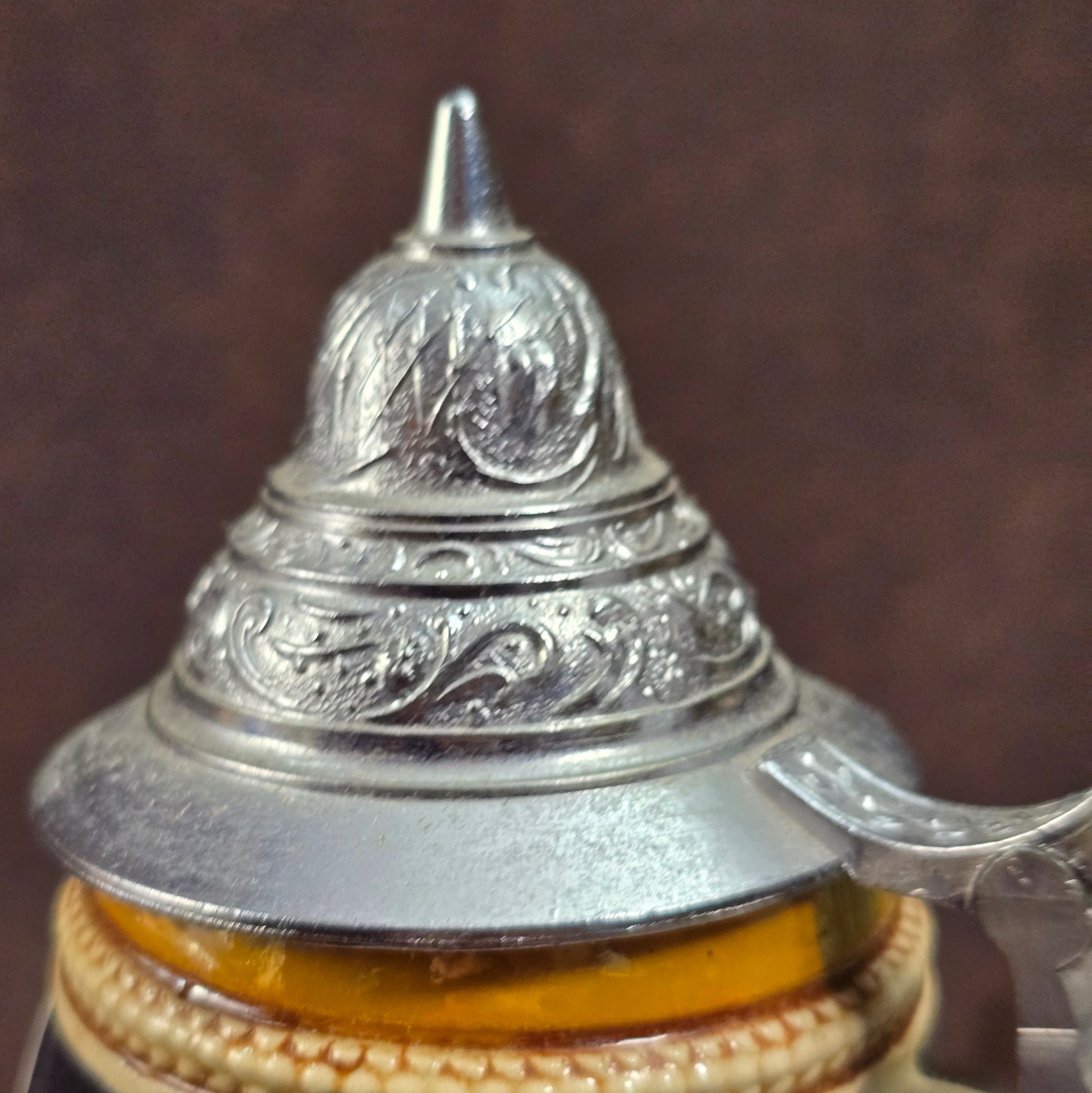 Original Helmstedt-Krug mit Zinndeckel (KING 715), 0,25L – 60er Vintage-Souvenir für Sammler, sehr guter Zustand