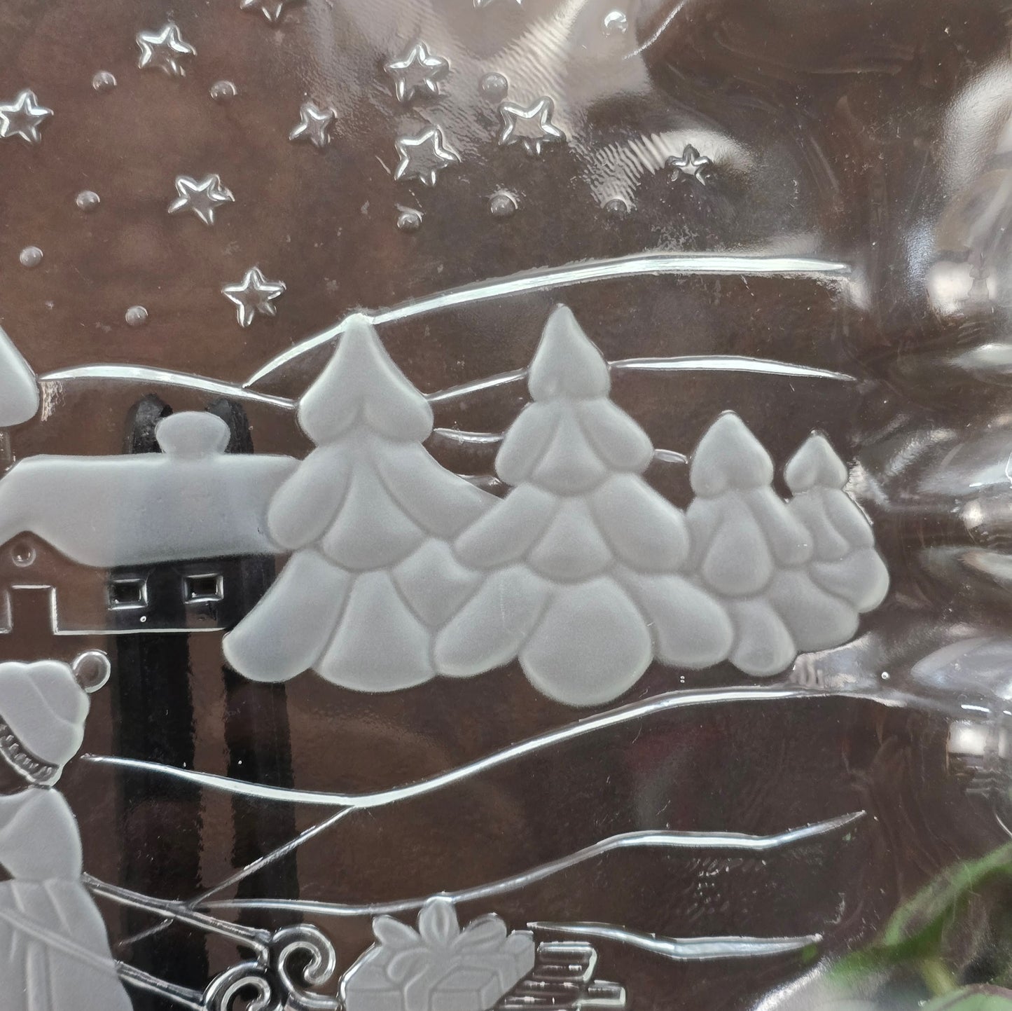 Große Weihnachtsschale von Walther Glas im Winterdorf-Design. Pressglas mit Frostrelief aus den 1990ern. Perfekt für festliche Vintage-Dekoration.