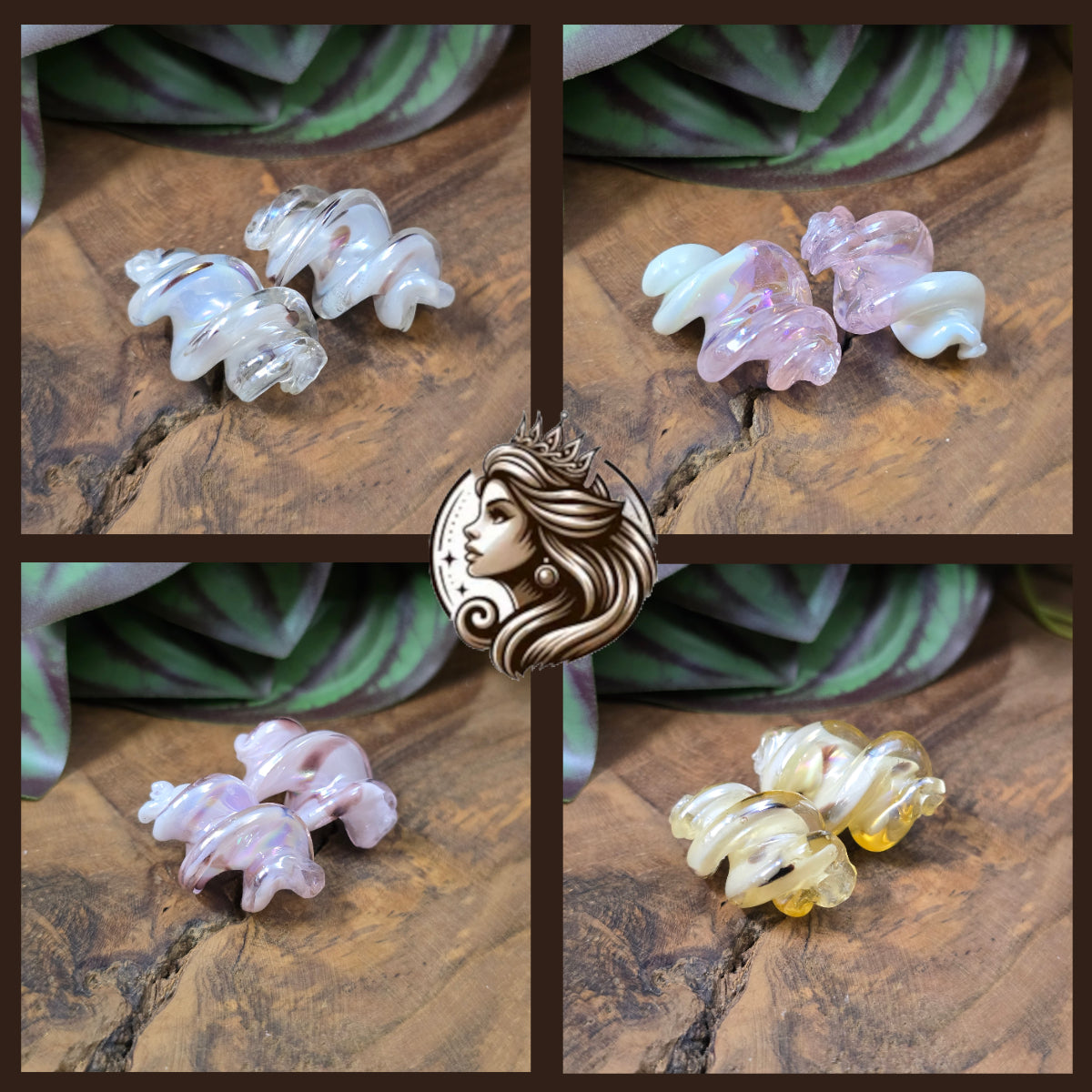 2 gedrehte Glasperlen 25x17mm mit Oberflächenveredelung. Stilvolles Material für Schmuckherstellung – ideal für Ketten, Armbänder oder Ohrringe.