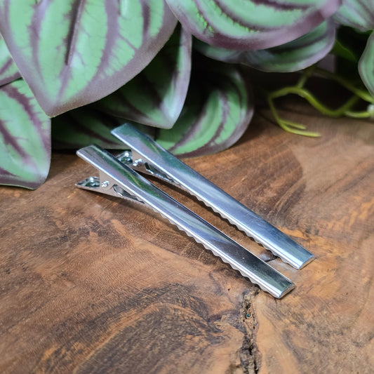 4 silberfarbene Alligator Clips, 76 mm, extra lange Haarspangen Rohlinge für DIY Haarschmuck und kreative Accessoires