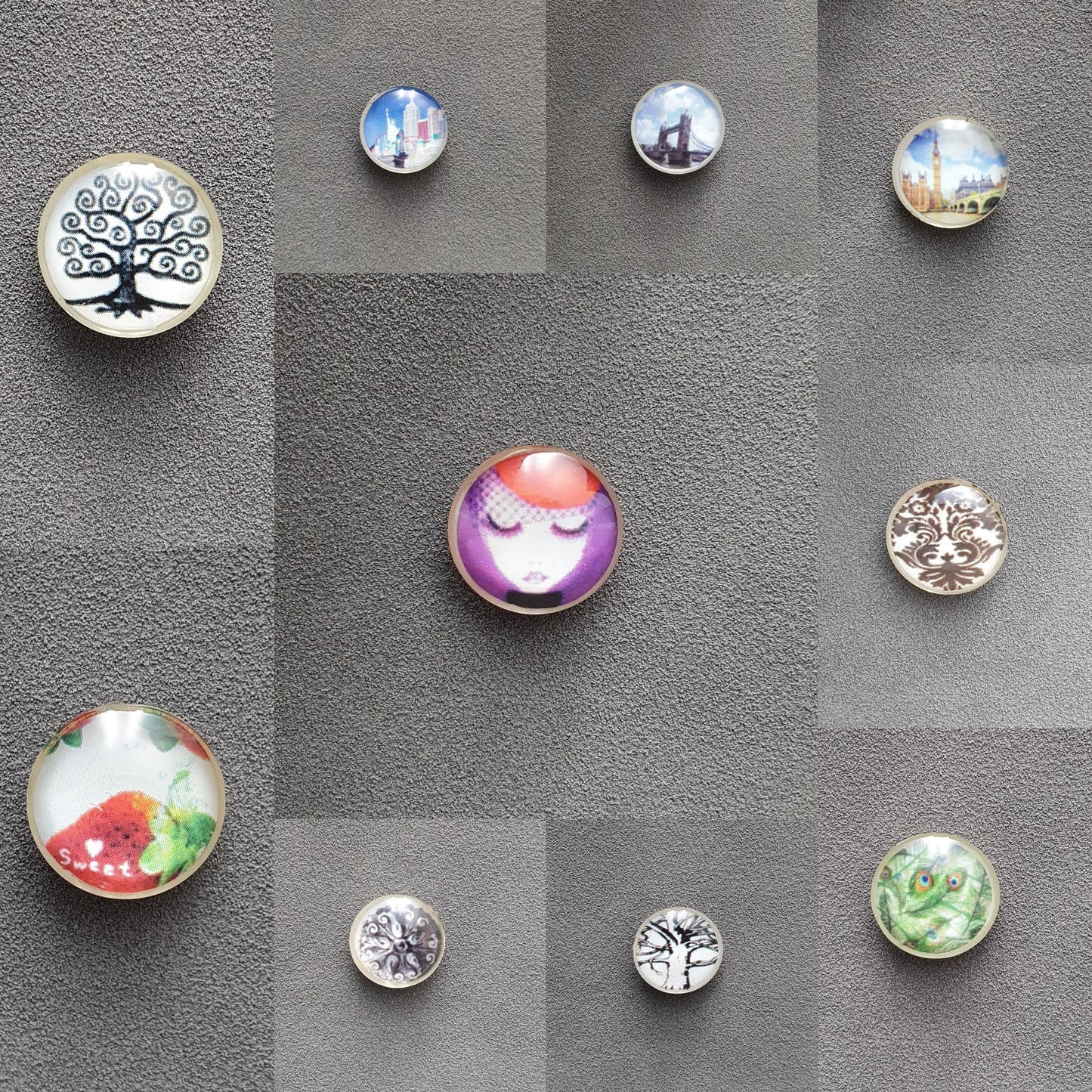 Cabochon aus Glas mit Motiv