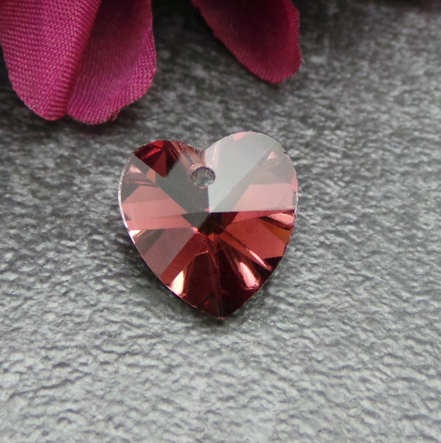 Anhänger, Kristall, Herz, Amethyst, 14mm, Rot, Schmuck basteln