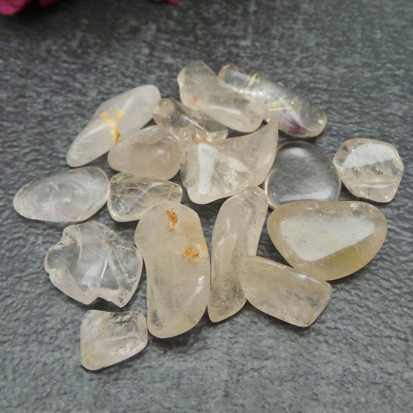 10g Rutilquarz, Splitter, Steine, getrommelt, 6-11mm