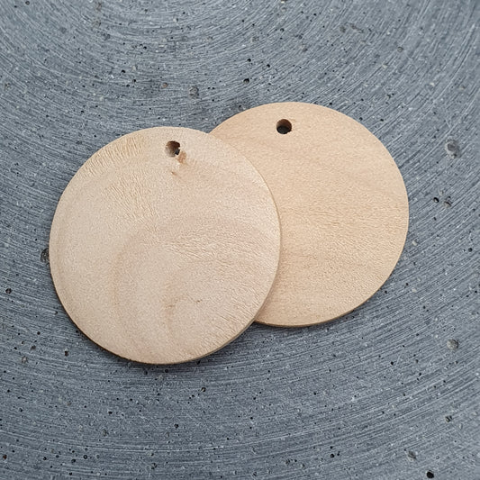 2 Anhänger aus, Holz, Scheibe, Rund, 32mm, naturfarbig