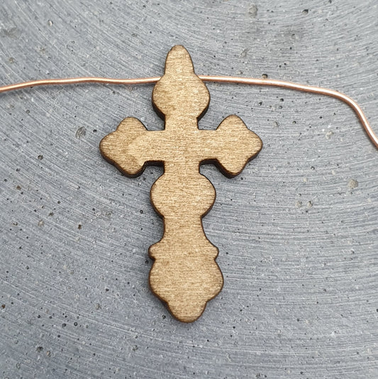 2 Anhänger aus Holz Kreuz 40mm, beige/braun