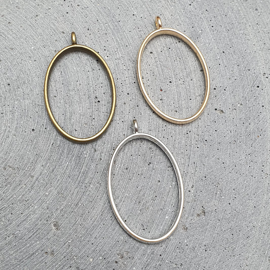 2x Lünette Anhänger Oval, für Resin, 38mm