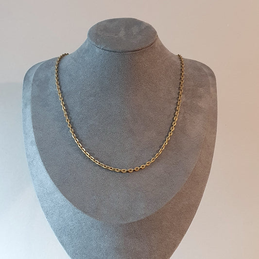 Gliederkette mit Karabinerverschluß, 76cm, 4x3mm, antik bronzefarbig