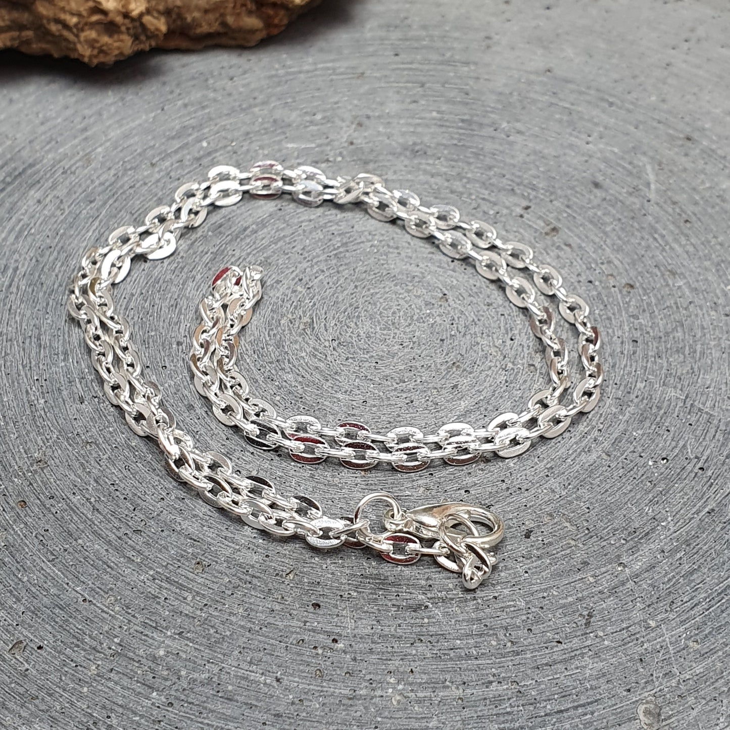 Gliederkette mit Karabinerverschluß versilbert