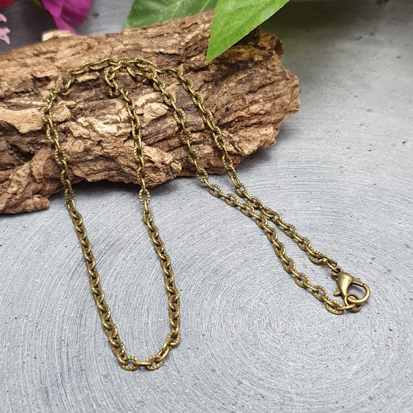 Gliederkette mit Karabinerverschluß, 46cm, 4,5x3mm, bronzefarbig